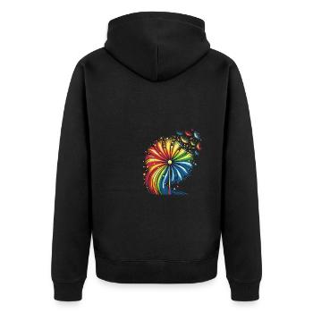 Regenbogen Blume in bunten Farben - Unisex Premium Bio Zip Hoodie - Schwarz - Hinten - Nico (187cm)
