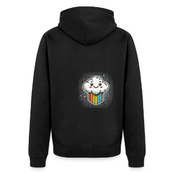 Nuage riant avec bande dessinée arc-en-ciel - Veste à capuche bio Premium Unisexe - noir - Dos - Nico (187cm)