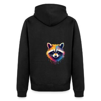 Raccoon Colorful Art Artwork Animal Motif Raccoon - Unisex Premium Organic Zip Hoodie - black - Back - Nico (187cm)