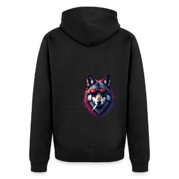 Loup avec des lunettes de soleil motif animal loup fumant - Veste à capuche bio Premium Unisexe - noir - Dos - Nico (187cm)