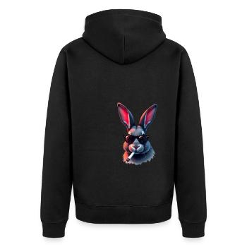 Bunny with sunglasses animal motif smoking bunnies - Unisex Premium Organic Zip Hoodie - black - Back - Nico (187cm)
