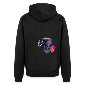 Perroquet avec des lunettes de soleil motif animal fumant - Veste à capuche bio Premium Unisexe - noir - Dos - Nico (187cm)