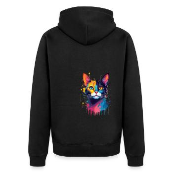 Cat Colorful Art Artwork Cat Owner Animal - Unisex Premium Organic Zip Hoodie - black - Back - Nico (187cm)