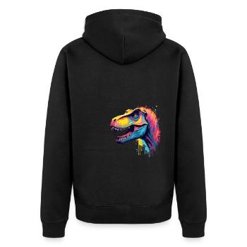 T-Rex Coloré Art Oeuvre Motif Animal Dinosaure - Veste à capuche bio Premium Unisexe - noir - Dos - Nico (187cm)