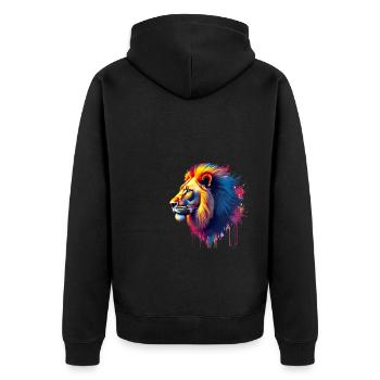 Lion Coloré Art Oeuvre Motif Animal Lion - Veste à capuche bio Premium Unisexe - noir - Dos - Nico (187cm)