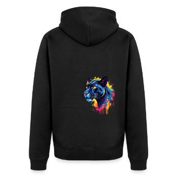 Jaguar Coloré Art Oeuvre Motif Animal Jaguar - Veste à capuche bio Premium Unisexe - noir - Dos - Nico (187cm)