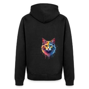 Cat Colorful Art Artwork Animal Motif Cats - Unisex Premium Organic Zip Hoodie - black - Back - Nico (187cm)