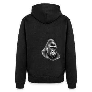 Gorilla Black White Outfit Animal Motif Art - Unisex Premium Organic Zip Hoodie - black - Back - Nico (187cm)