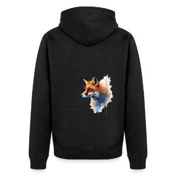 Fuchs Kunst Kunstwerk Wasserfarbe Wald Fuchs - Unisex Premium Bio Zip Hoodie - Schwarz - Hinten - Nico (187cm)