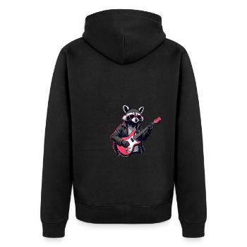 raccoon music guitar guitar player raccoon - Unisex Premium Organic Zip Hoodie - black - Back - Nico (187cm)