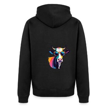 Cow Art Oeuvre Pop Art Vaches - Veste à capuche bio Premium Unisexe - noir - Dos - Nico (187cm)