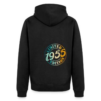 70. Geburtstag 1955 Limited Edition 70 Jahre - Unisex Premium Bio Zip Hoodie - Schwarz - Hinten - Nico (187cm)