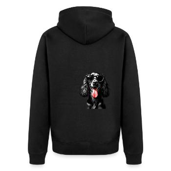 Cocker Spaniel Hund Tier Motiv lustiger Hunde - Unisex Premium Bio Zip Hoodie - Schwarz - Hinten - Nico (187cm)