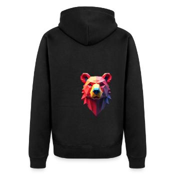 Bear Polygon Bear Animal Motif Art Bear - Unisex Premium Organic Zip Hoodie - black - Back - Nico (187cm)
