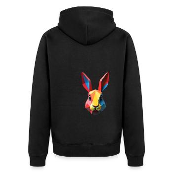 Bunny Polygon Rabbit Animal Motif Art Bunnies - Unisex Premium Organic Zip Hoodie - black - Back - Nico (187cm)