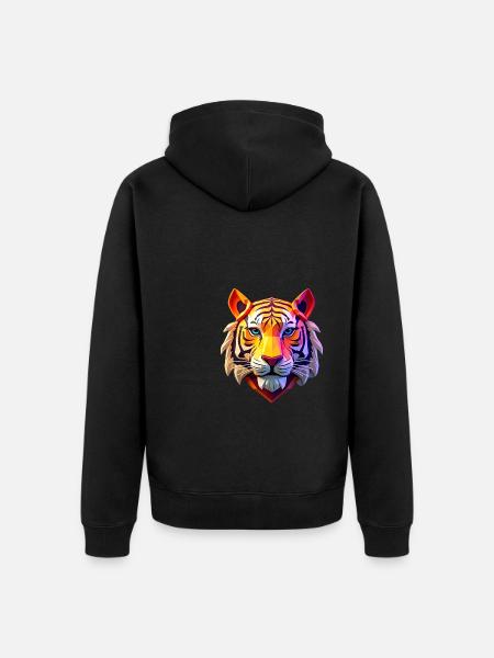 Tiger Polygon Big Cat Animal Motif Art Tiger - Unisex Premium Organic Zip Hoodie - black