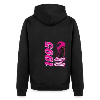 30th Birthday 1995 Motorcycle Motorcyclist - Unisex Premium Organic Zip Hoodie - black - Back - Nico (187cm)