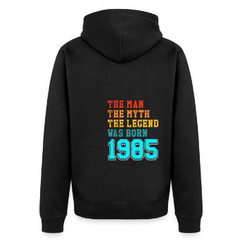 40th birthday 1985 the man of the myth the - Unisex Premium Organic Zip Hoodie - black - Back - Nico (187cm)