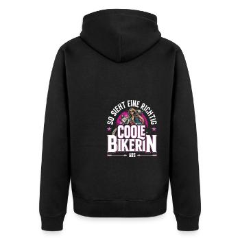 Cool Biker Motorcyclist Motorcycle Design - Unisex Premium Organic Zip Hoodie - black - Back - Nico (187cm)