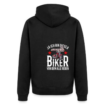 Drôle de motard disant motocycliste moto - Veste à capuche bio Premium Unisexe - noir - Dos - Nico (187cm)