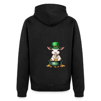 Ziege St. Patricks Day Outfit Ziegen - Unisex Premium Bio Zip Hoodie - Schwarz - Hinten - Nico (187cm)