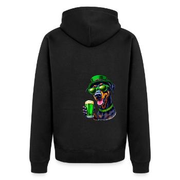 Doberman St. Patrick's Day Beer Outfit Dogs - Unisex Premium Organic Zip Hoodie - black - Back - Nico (187cm)