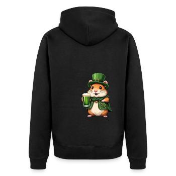 Hamster St. Patricks Day Bier Outfit Hamster - Unisex Premium Bio Zip Hoodie - Schwarz - Hinten - Nico (187cm)