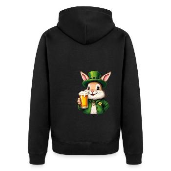 Bunny St. Patrick's Day Beer Outfit Bunnies - Unisex Premium Organic Zip Hoodie - black - Back - Nico (187cm)