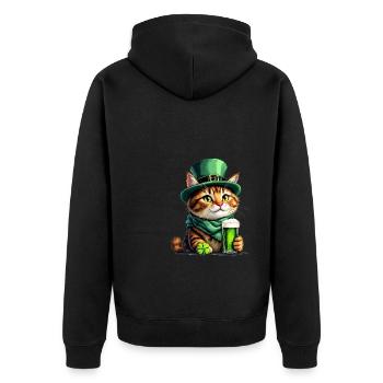 Cat St. Patrick's Day Beer Outfit Cats - Unisex Premium Organic Zip Hoodie - black - Back - Nico (187cm)