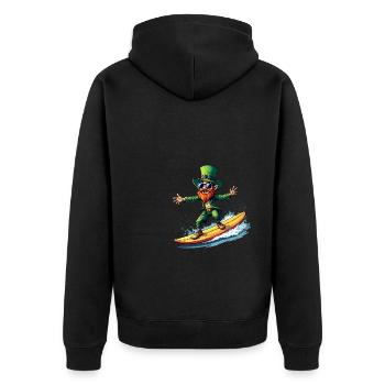 Surf Surfeur Leprechaun Sports Fête de la Saint-Patrick - Veste à capuche bio Premium Unisexe - noir - Dos - Nico (187cm)