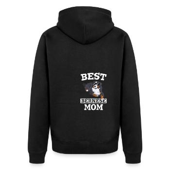 Dog Mom Hunde Spruch Frauchen Berner Sennenhund - Unisex Premium Bio Zip Hoodie - Schwarz - Hinten - Nico (187cm)