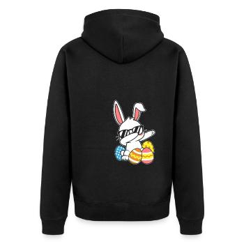 Dabbing Osterhase Ostern Hase Kanninchen Geschenk - Unisex Premium Bio Zip Hoodie - Schwarz - Hinten - Nico (187cm)
