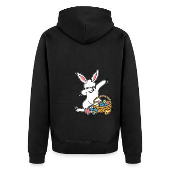 Dabbing Osterhase Ostern Hase Kanninchen Geschenk - Unisex Premium Bio Zip Hoodie - Schwarz - Hinten - Nico (187cm)