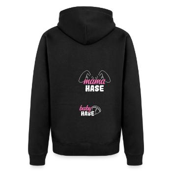 Maman Lapin Bébé Lapin Naissance Grossesse Devenir - Veste à capuche bio Premium Unisexe - noir - Dos - Nico (187cm)