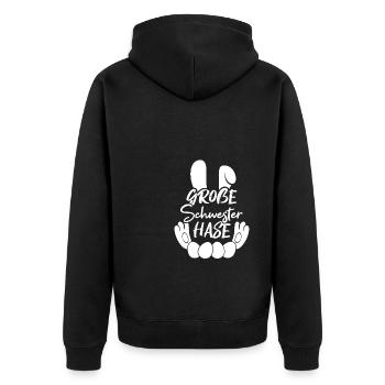 Grande Soeur Lapin Pâques, Familles de Lapins, Pâques - Veste à capuche bio Premium Unisexe - noir - Dos - Nico (187cm)