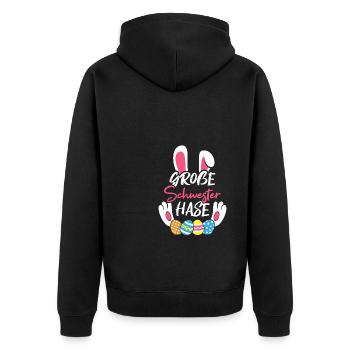 Grande sœur lapin Lapin de Pâques Tenue de famille - Veste à capuche bio Premium Unisexe - noir - Dos - Nico (187cm)