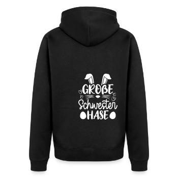 Grande sœur lapin Lapin de Pâques Tenue de famille - Veste à capuche bio Premium Unisexe - noir - Dos - Nico (187cm)
