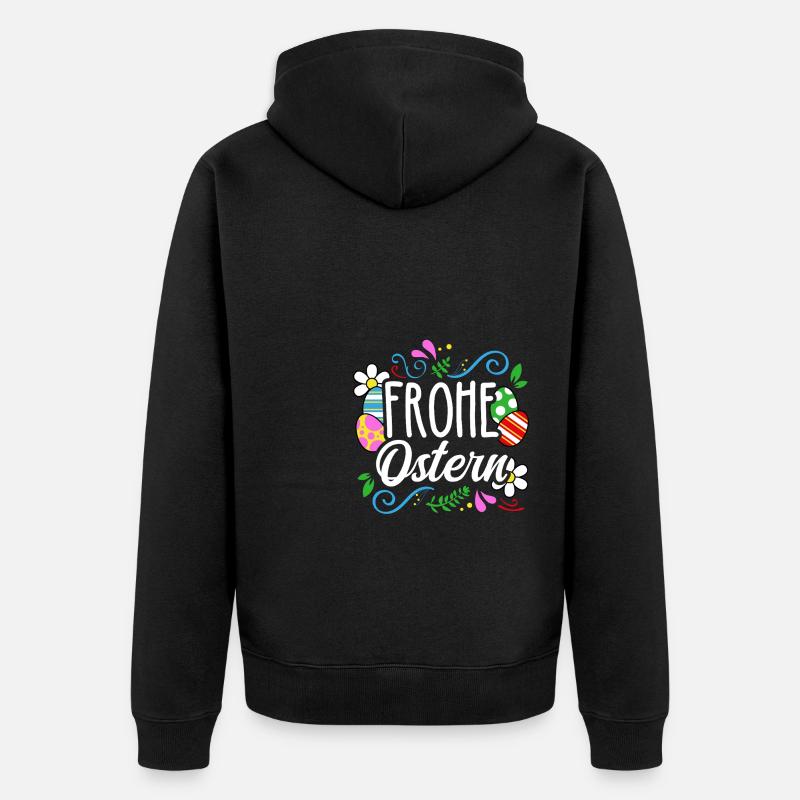 Frohe Ostern - Unisex Premium Bio Zip Hoodie - Schwarz