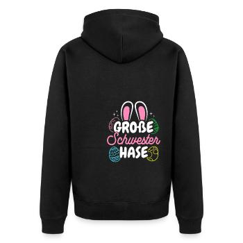 Grande Soeur Lapin Pâques, Familles de Lapins, Pâques - Veste à capuche bio Premium Unisexe - noir - Dos - Nico (187cm)