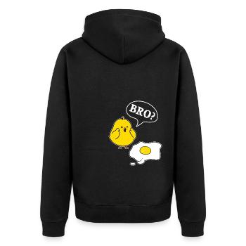 Bro? Chicks and Eggs Funny Chick Motif - Unisex Premium Organic Zip Hoodie - black - Back - Nico (187cm)
