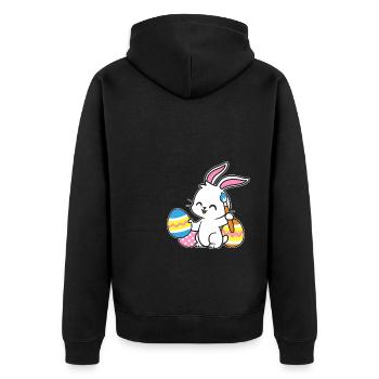 Lapin de Pâques peint oeuf de Pâques peinture chasse aux oeufs - Veste à capuche bio Premium Unisexe - noir - Dos - Nico (187cm)