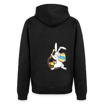 Lapin de Pâques peint oeuf de Pâques peinture chasse aux oeufs - Veste à capuche bio Premium Unisexe - noir - Dos - Nico (187cm)