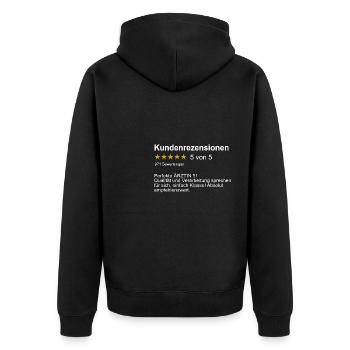 Kundenrezension Damen Spruch beste Ärztin - Unisex Premium Bio Zip Hoodie - Schwarz - Hinten - Nico (187cm)
