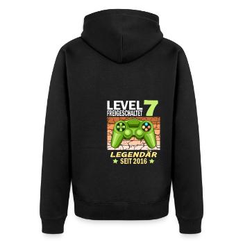 7. Geburtstag Gamer zocken Geburtstjahr 2016 - Unisex Premium Bio Zip Hoodie - Schwarz - Hinten - Nico (187cm)