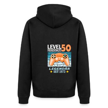 50. Geburtstag Gamer zocken Geburtstjahr 1973 - Unisex Premium Bio Zip Hoodie - Schwarz - Hinten - Nico (187cm)