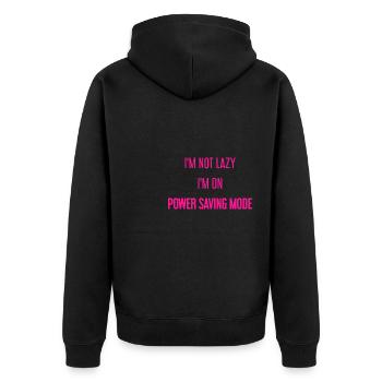 I'm not lazy, I'm in power saving mode! - Unisex Premium Organic Zip Hoodie - black - Back - Nico (187cm)