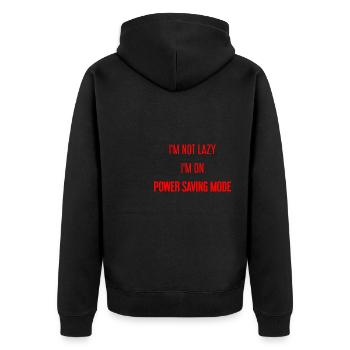 I'm not lazy, I'm in power saving mode! - Unisex Premium Organic Zip Hoodie - black - Back - Nico (187cm)