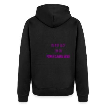 I'm not lazy, I'm in power saving mode! - Unisex Premium Organic Zip Hoodie - black - Back - Nico (187cm)