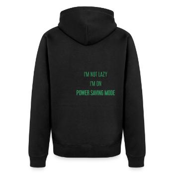 I'm not lazy, I'm in power saving mode! - Unisex Premium Organic Zip Hoodie - black - Back - Nico (187cm)