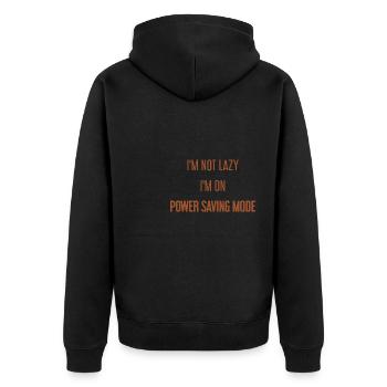 I'm not lazy, I'm in power saving mode! - Unisex Premium Organic Zip Hoodie - black - Back - Nico (187cm)